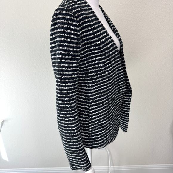 Theory Women Yasa Purpose Blazer Jacket Measures M Striped Zipper Textured Black - Picture 4 of 10